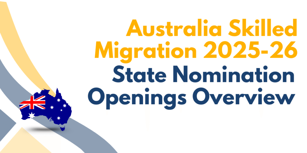 Australia Skilled Migration 2025-26: State Nomination Openings Overview