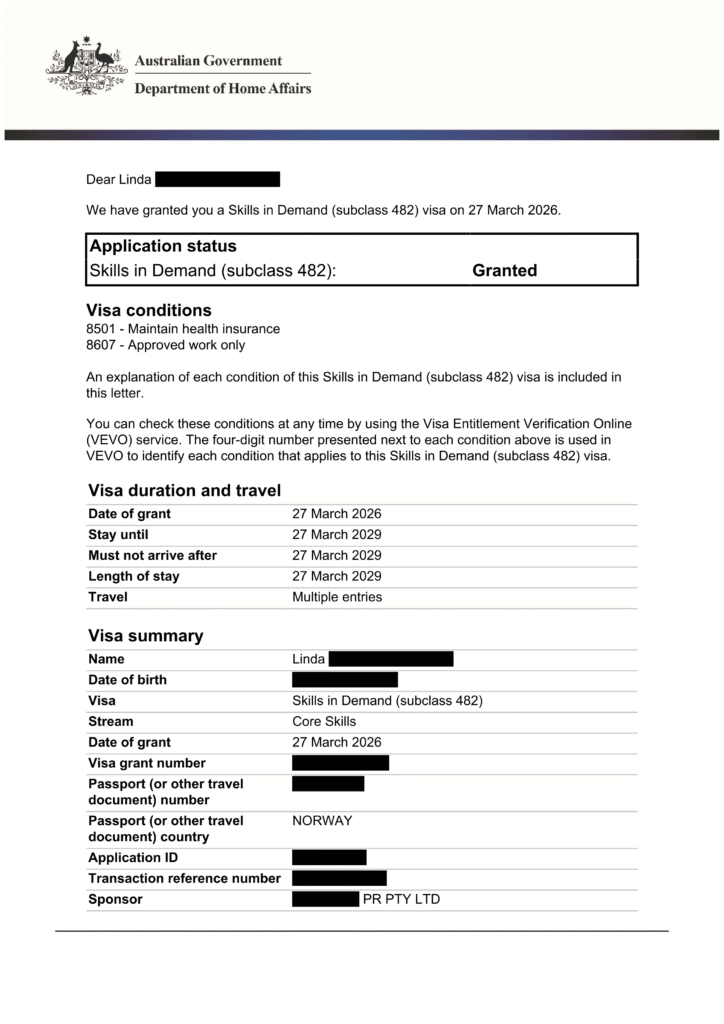Grant 482 (Visa)